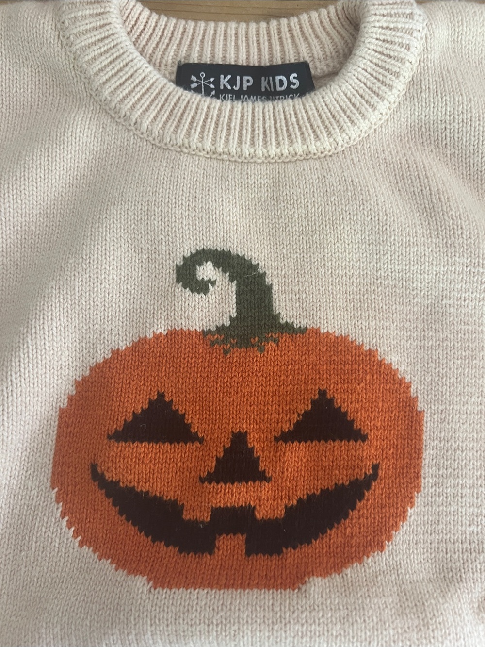 Kiel James Patrick KJP Cream Sweater Kids Pumpkin Jack o Lantern  Knit Swetaer